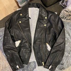 NEVER WORN - ALL SAINTS - Dalby Slim Fit Leather Biker Jacket